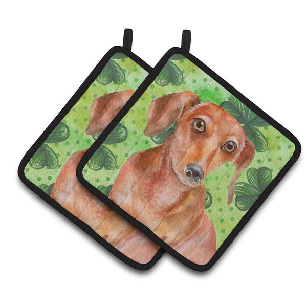 Carolines Treasures Red Dachshund St.Patricks Pair of Pot Holders - BB9881PTHD