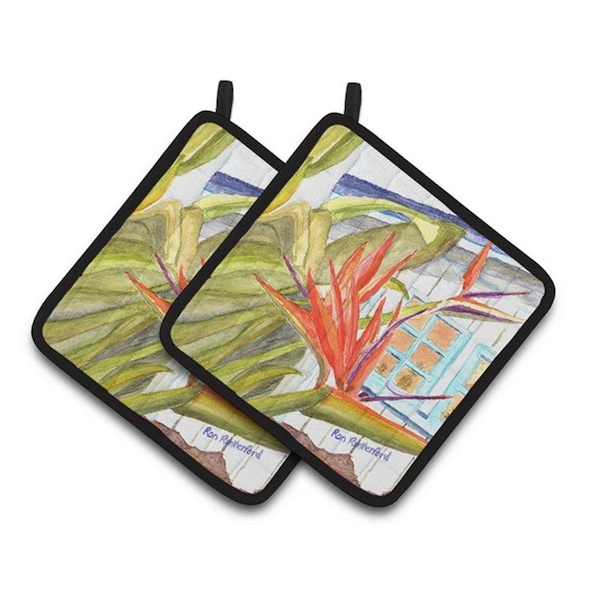 Carolines Treasures Flower - Bird of Paradise Pair of Pot Holders, 7.5 x 3 x 7.5 in. - RDR2005PTHD