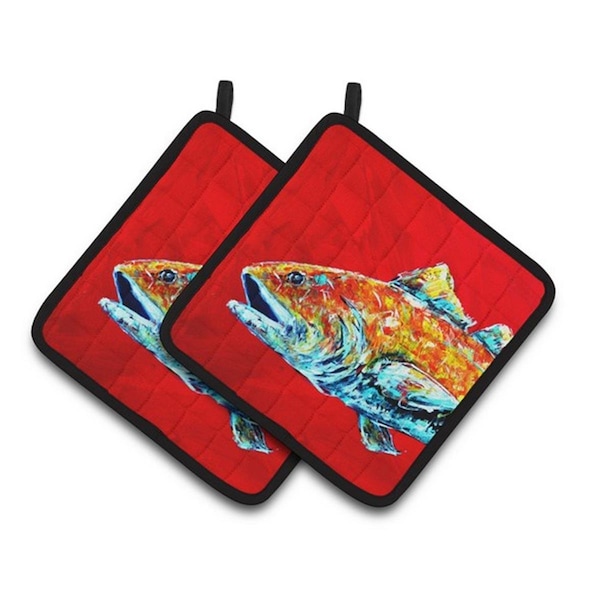 Carolines Treasures Red Fish Alphonzo Head Pair of Pot Holders, 7.5 x 3 x 7.5 in. - MW1141APTHD