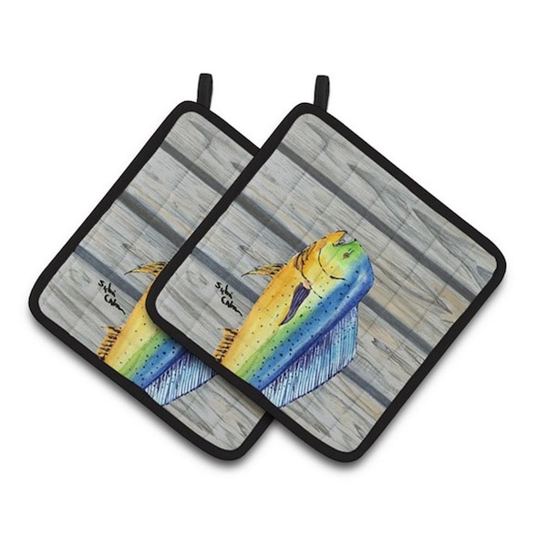 Carolines Treasures Mahi Mahi Dolphin Fish Pair of Pot Holders, 7.5 x 3 x 7.5 in. - 8470PTHD