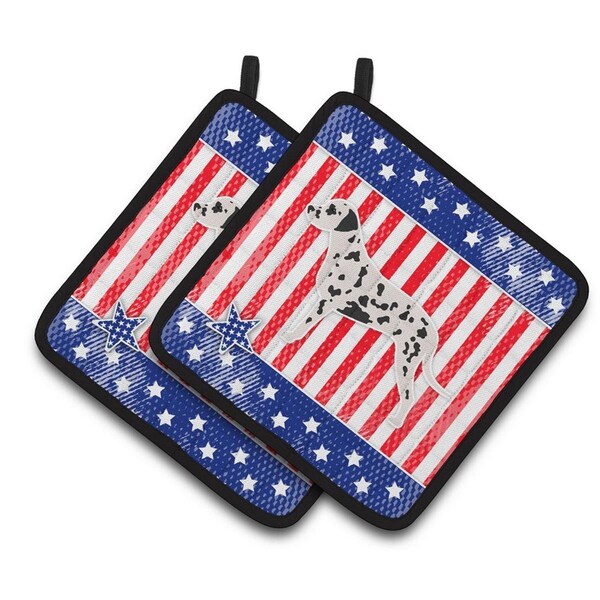 Carolines Treasures USA Patriotic Dalmatian Pair of Pot Holders - BB3283PTHD