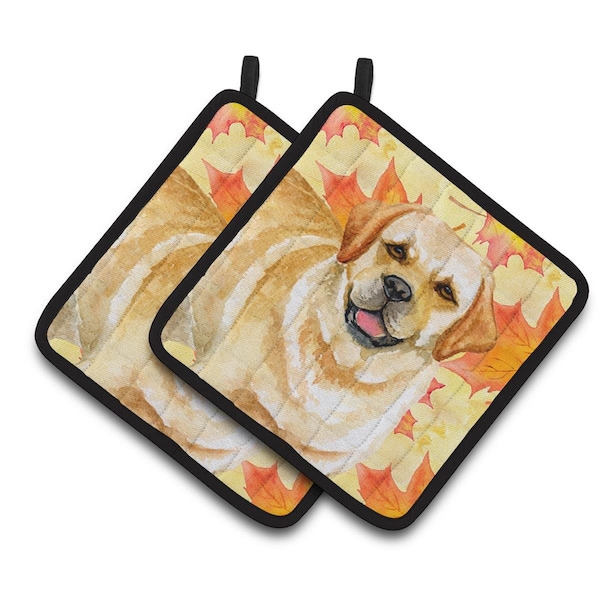 Carolines Treasures Golden Retriever Fall Pair of Pot Holders - BB9925PTHD