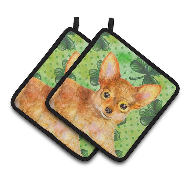 Carolines Treasures Toy Terrier St.Patricks Pair of Pot Holders - BB9896PTHD