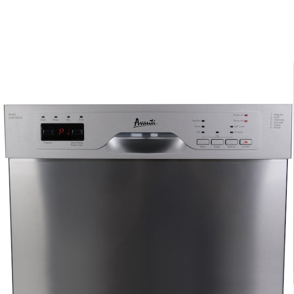Avanti 18 in. Built In Dishwasher, Stainless Steel - DWF18V3S