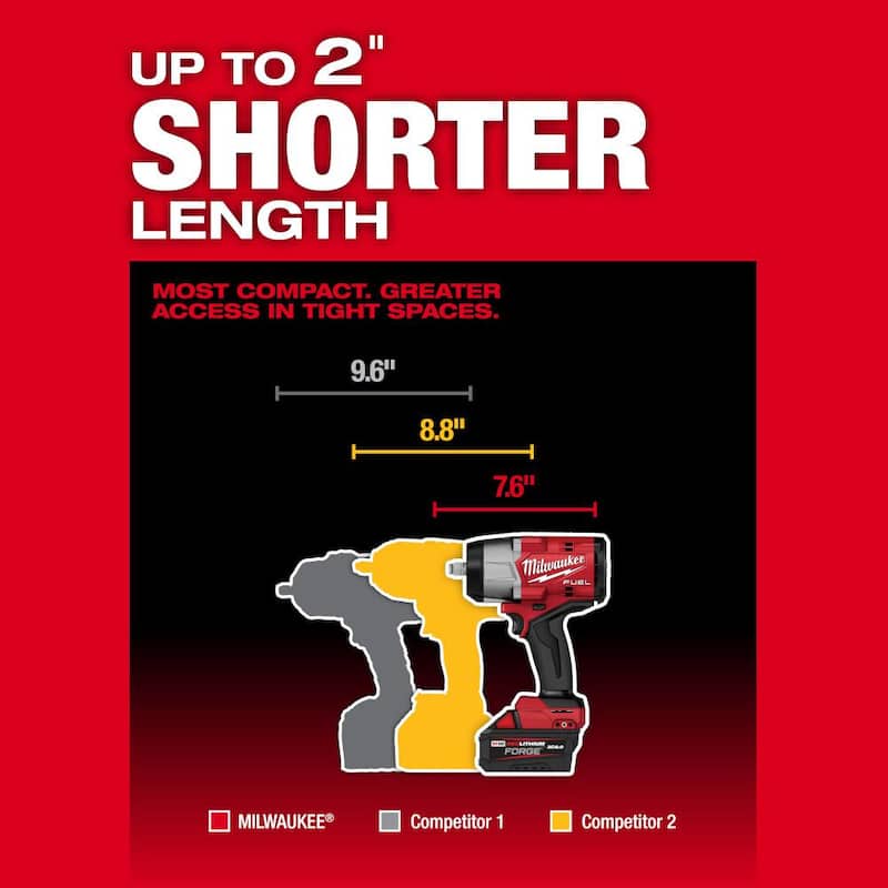 Llave de impacto inalámbrica sin escobillas de 18V y iones de litio Milwaukee M18 FUEL de 1/2 y 3/8 pulgadas con anillo de fricción (2 herramientas) - 2967-20-2960-20