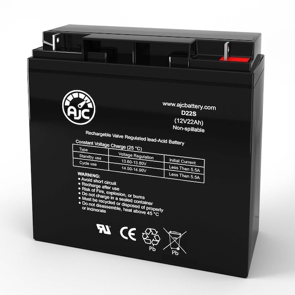 Bsc Preferred UPS Battery, Compatible with APC BACK UPS 1250 UPS Battery, 12V DC, 22 Ah, Cabling, NB Terminal - AJC-D22S-X-2-106036