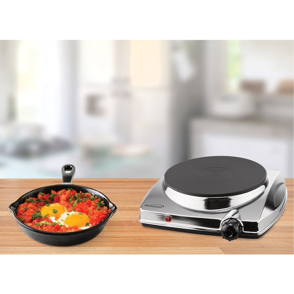 Brentwood Appliances Electric 1000 Watt Single Hotplate, Chrome - TS337