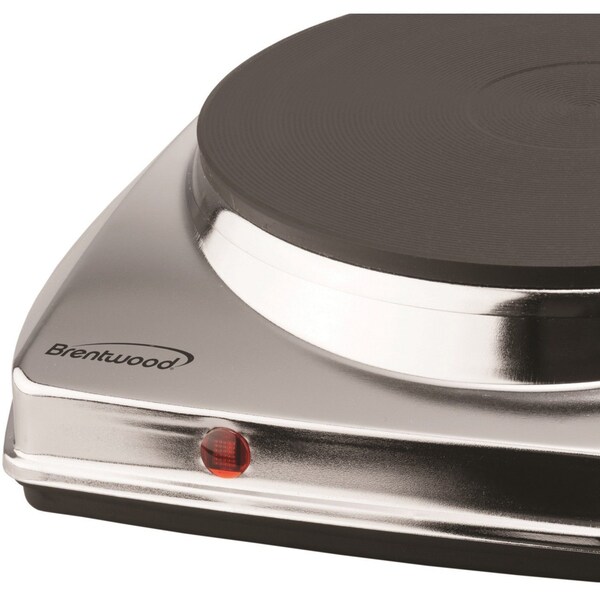 Brentwood Appliances Electric 1000 Watt Single Hotplate, Chrome - TS337
