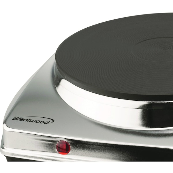Brentwood Appliances Electric 1000 Watt Single Hotplate, Chrome - TS337