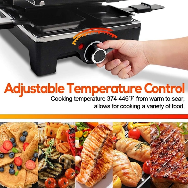 Cusimax 1500W Indoor Portable 2 in 1 Electric Raclette GrillBlack - CMRG-300B