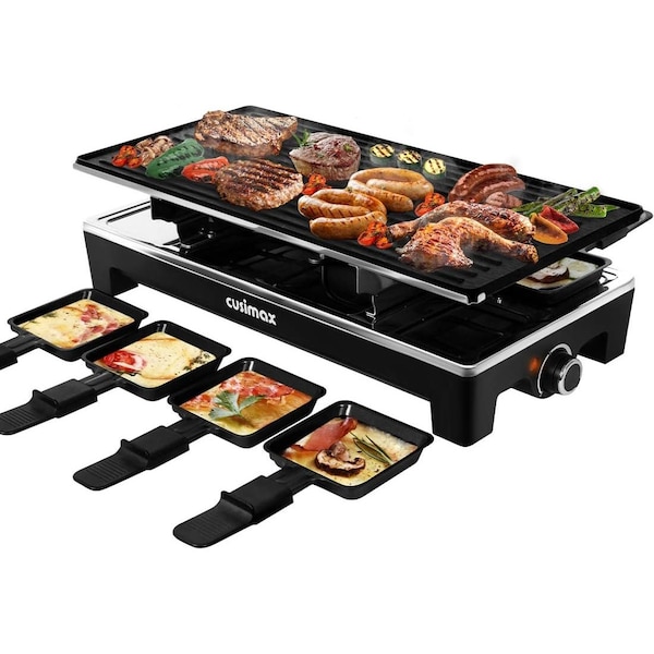 Cusimax 1500W Indoor Portable 2 in 1 Electric Raclette GrillBlack - CMRG-300B