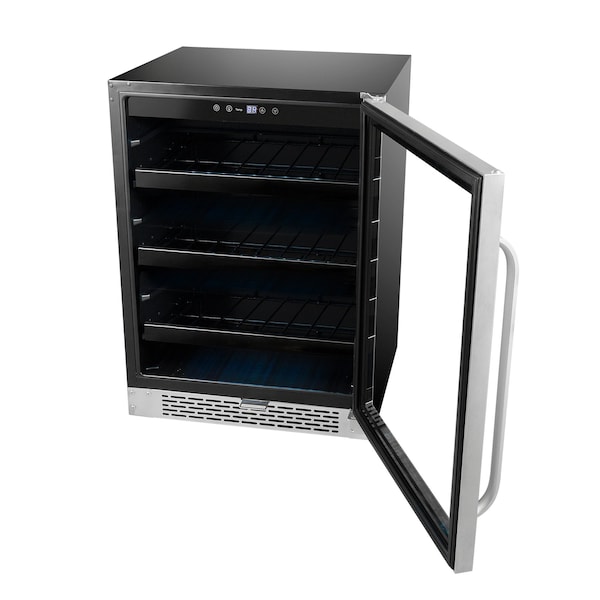 Whynter 24 inch Built-In 140 Can Undercounter Stainless Steel Beverage Refrigerator - BBR-148SB