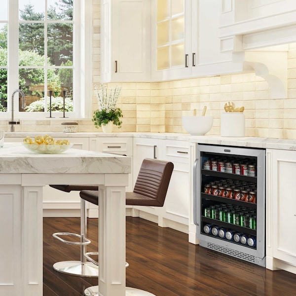 Whynter 24 inch Built-In 140 Can Undercounter Stainless Steel Beverage Refrigerator - BBR-148SB