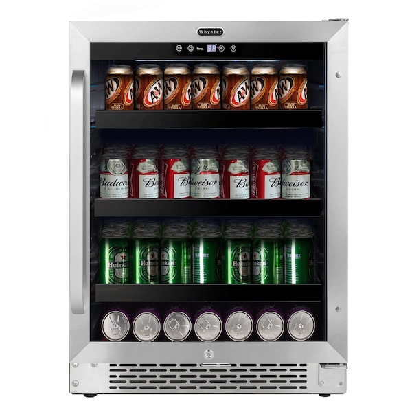 Whynter 24 inch Built-In 140 Can Undercounter Stainless Steel Beverage Refrigerator - BBR-148SB