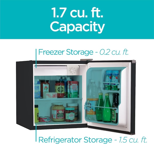 Black & Decker Compact Refrigerator Energy Star Single Door Mini Fridge with Freezer, 1.7 Cubic Feet, Black - BCRK17B