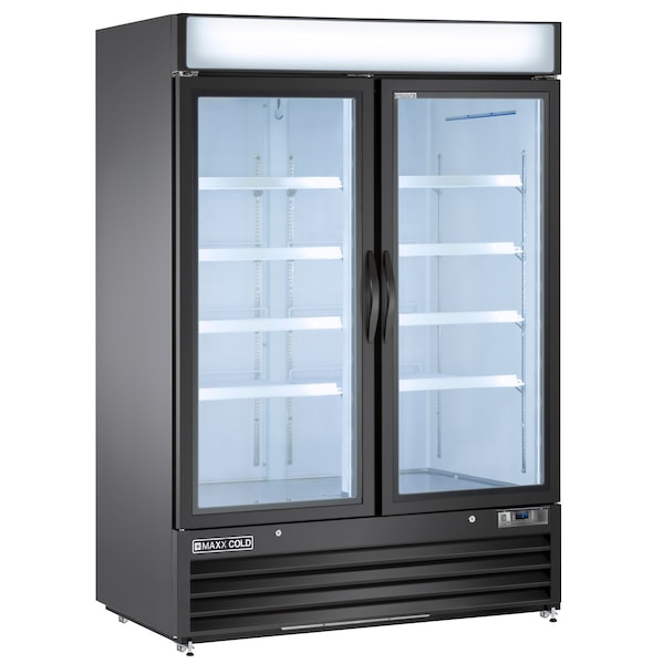 Maxx Cold Refrigerator 48 cu.ft., DBL Door, Commercial Merchandiser, Black/Glass - MXM2-48RB