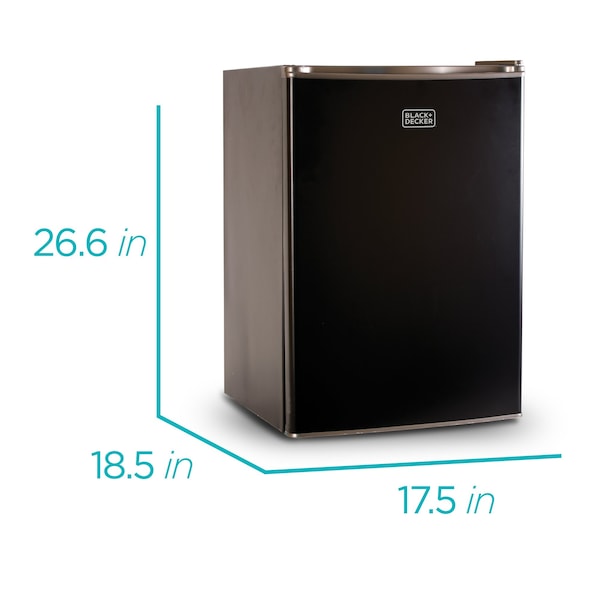 Black & Decker Compact Refrigerator Energy Star Single Door Mini Fridge with Freezer, 2.5 Cubic Feet, Black - BCRK25B