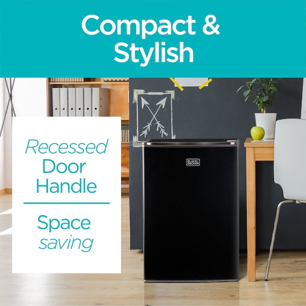 Black & Decker Compact Refrigerator Energy Star Single Door Mini Fridge with Freezer, 2.5 Cubic Feet, Black - BCRK25B
