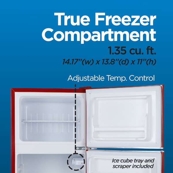 Commercial Cool 4.5 Cu. Ft. Refrigerator With True Freezer, Retro Fridge With 2 Slide-Out Glass Shelves, White - CCRRD45HR