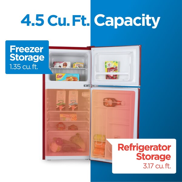 Commercial Cool 4.5 Cu. Ft. Refrigerator With True Freezer, Retro Fridge With 2 Slide-Out Glass Shelves, White - CCRRD45HR
