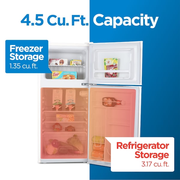 Commercial Cool 4.5 Cu. Ft. Refrigerator With True Freezer, Retro Fridge With 2 Slide-Out Glass Shelves, White - CCRRD45HW