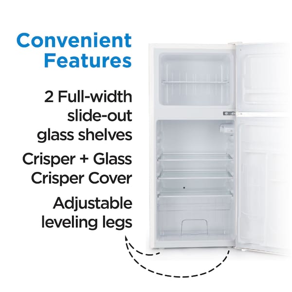 Commercial Cool 4.5 Cu. Ft. Refrigerator With True Freezer, Retro Fridge With 2 Slide-Out Glass Shelves, White - CCRRD45HW