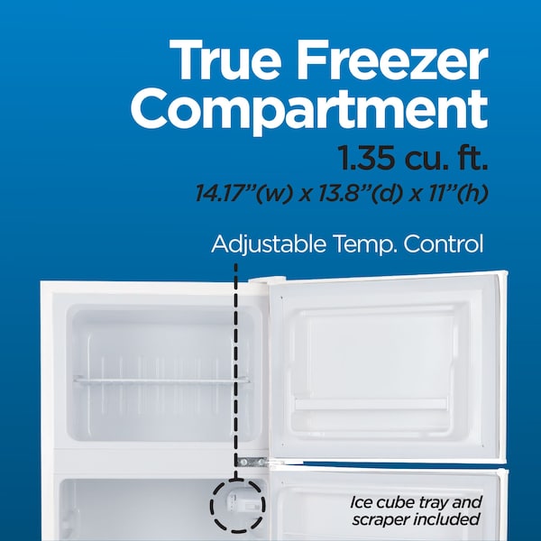 Commercial Cool 4.5 Cu. Ft. Refrigerator With True Freezer, Retro Fridge With 2 Slide-Out Glass Shelves, White - CCRRD45HW