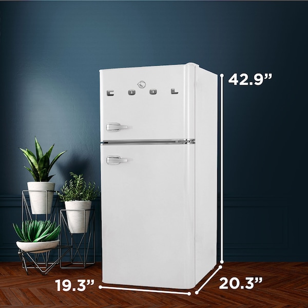 Commercial Cool 4.5 Cu. Ft. Refrigerator With True Freezer, Retro Fridge With 2 Slide-Out Glass Shelves, White - CCRRD45HW