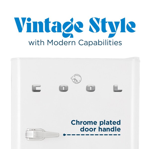 Commercial Cool 4.5 Cu. Ft. Refrigerator With True Freezer, Retro Fridge With 2 Slide-Out Glass Shelves, White - CCRRD45HW