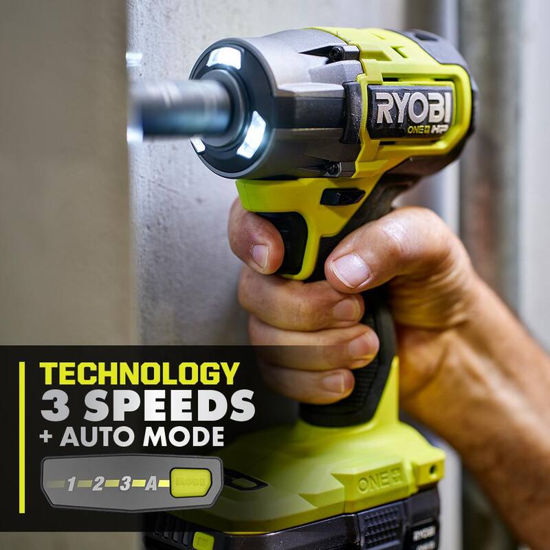 Llave de impacto RYOBI ONE+ HP 18V sin escobillas inalámbrica compacta de 1/2 pulgada con 4 modos y batería de alto rendimiento de 4.0 Ah - PSBIW25B-PBP004