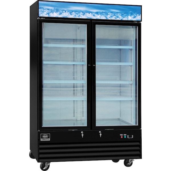 Nexel 2 Door Merchandiser Freezer, 45 Cu. Ft., 53-1/8W x 31-7/8'D x 79-3/8H - D1.2BM2F-HC
