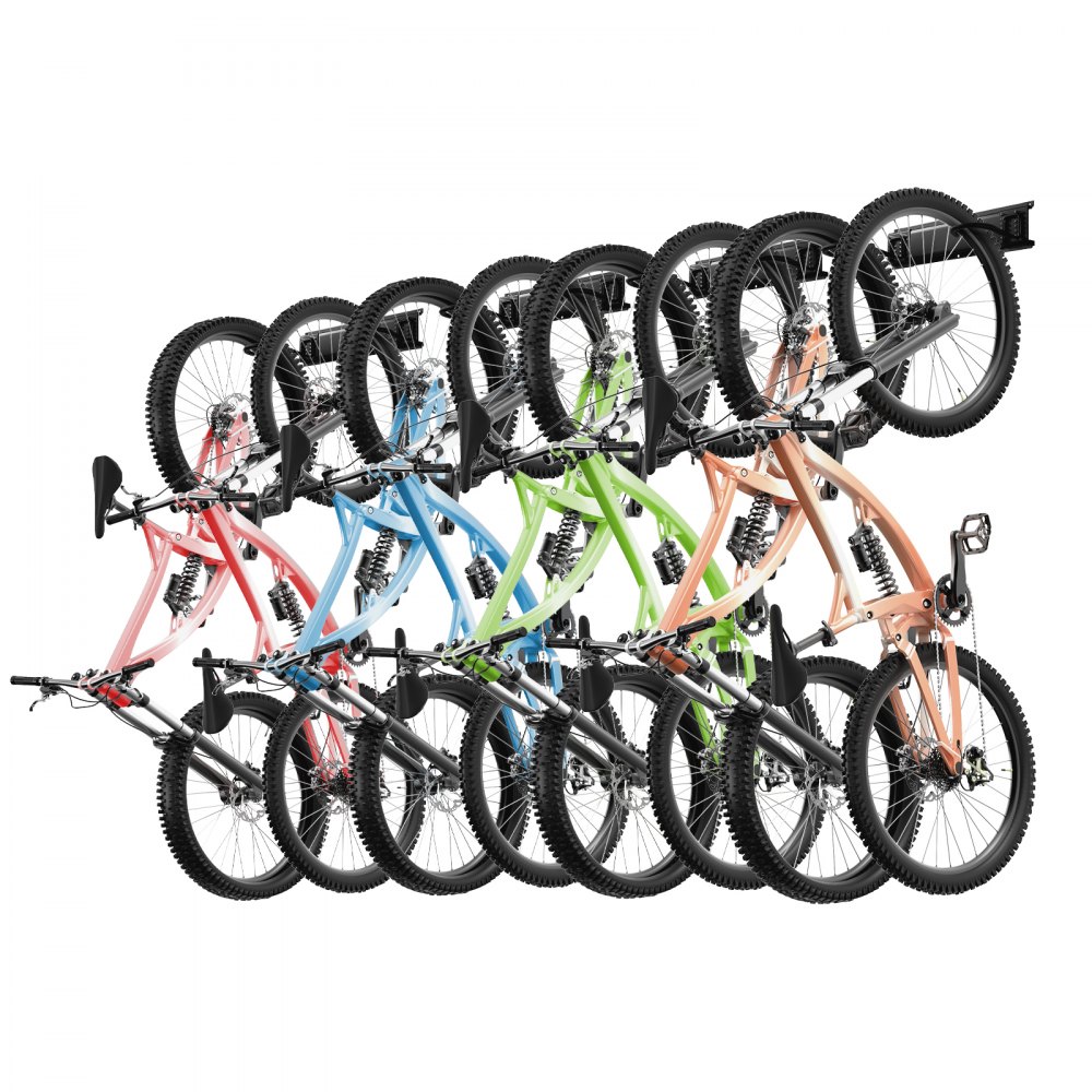 VEVOR Bike Storage Rack, 8 Bike Racks and 7 Helmets Hooks, Wall Mount Bike Storage Hanger, Home & Garage Organizer, Customizable for Various Bike Sizes, Adjustable Holder, Holds Up to 400 lbs, 72-inch - DGGJ72INCH801T2A3V0