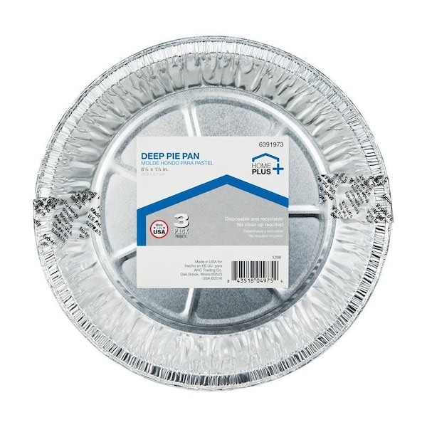 Home Plus Durable Foil 8-1/4 in. W X 8-1/4 in. L Deep Pie Dish Silver , 3PK - D21030