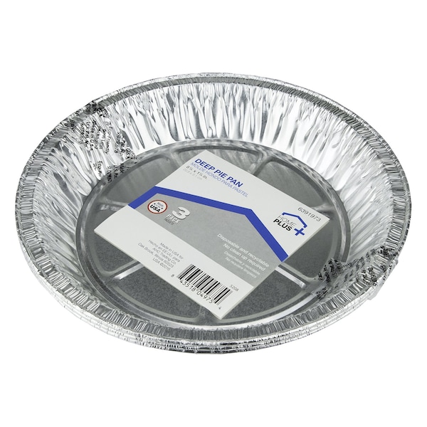 Home Plus Durable Foil 8-1/4 in. W X 8-1/4 in. L Deep Pie Dish Silver , 3PK - D21030