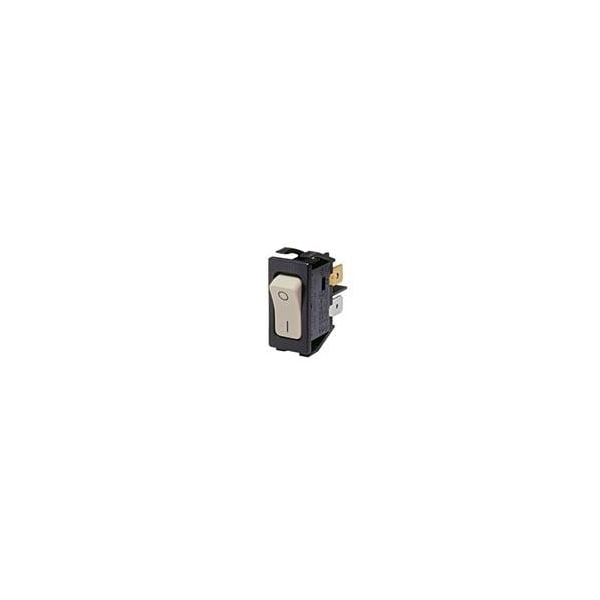 Interruptor basculante arcoeléctrico, SPST, con traba, 1A, 30Vdc, terminal de conexión rápida, actuador basculante curvado, montaje en panel - C1250SPAPBB085W.