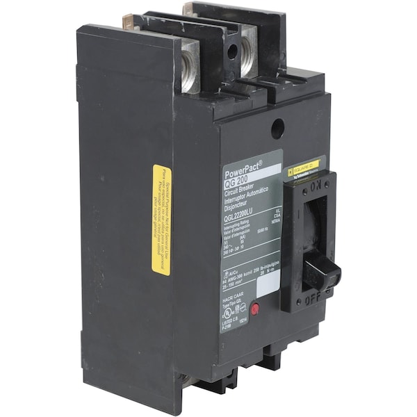 Square D Molded Case Circuit Breaker, QGL Series, 200A, 2 Pole, 240V AC, 65kA at 240V AC - QGL22200LU
