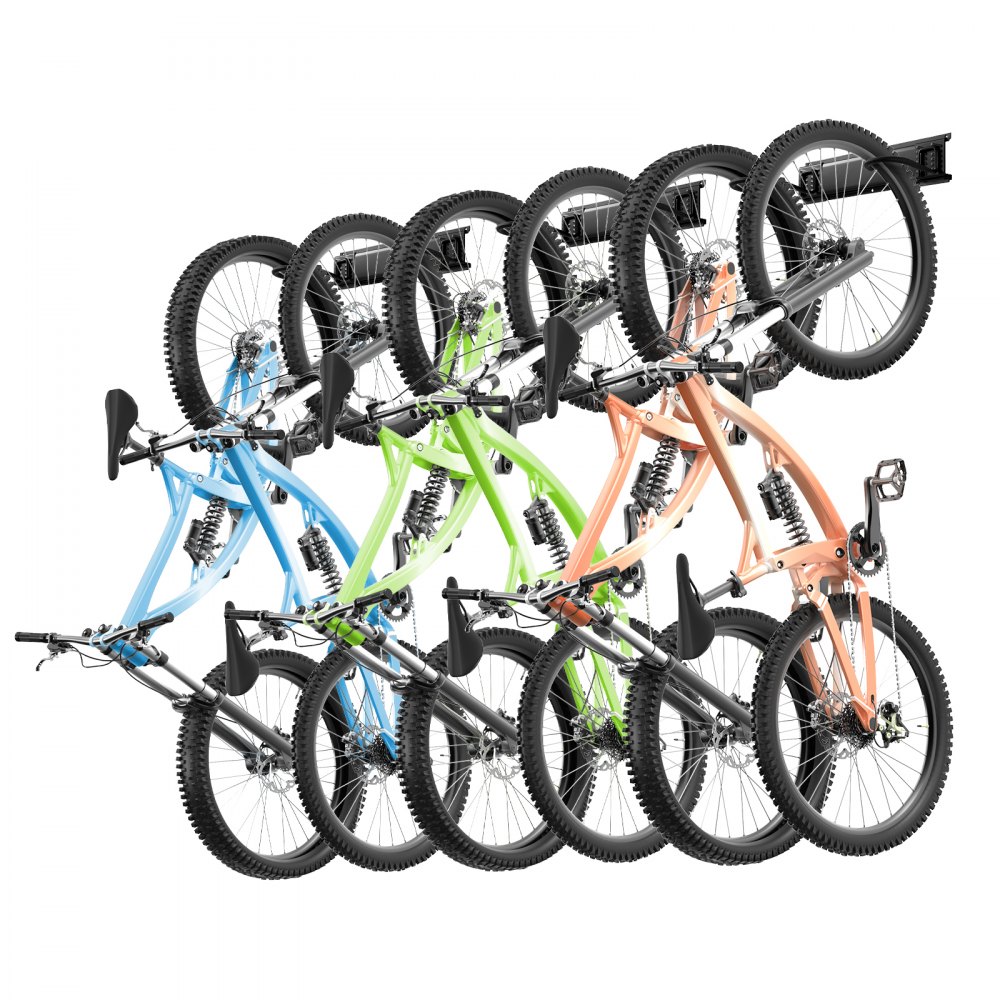 VEVOR Bike Storage Rack, 6 Bike Racks and 5 Helmets Hooks, Wall Mount Bike Storage Hanger, Home & Garage Organizer, Customizable for Various Bike Sizes, Adjustable Holder, Holds Up to 300 lbs, 85-inch - DGGJ85INCH60N0WIAV0