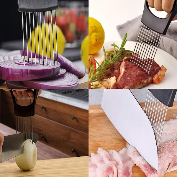 1947Kitchen Multipurpose Stainless Steel Assistant Vegetable and Meat Slicer Holder - TI-CHAMV