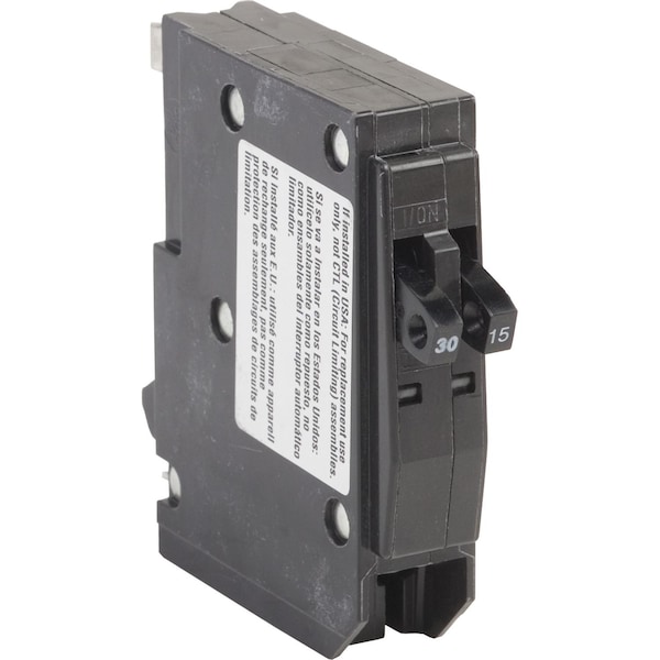Square D Miniature Circuit Breaker, QO Series, 30/15A, 1x1, 1x1 Pole, 120/240V AC, 10kA at 120/240V AC - QO3015