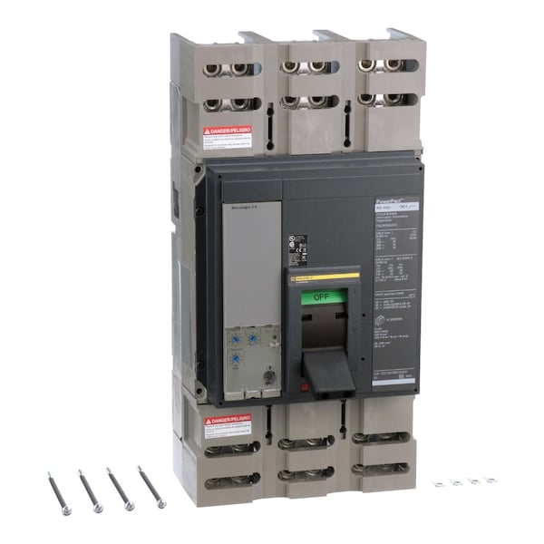 Square D Molded Case Circuit Breaker, PGL Series, 1,000A, 3 Pole, 600V AC, 65kA at 240V AC - PGL36100U31A