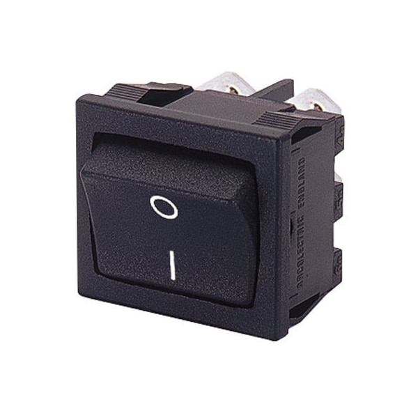 Interruptor basculante arcoeléctrico, Dpdt, con enclavamiento, terminal de conexión rápida, actuador basculante curvado, montaje en panel - H8660VBBB