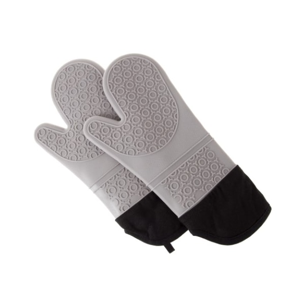 Hastings Home Silicone Oven Mitts, Extra Long Heat Resistant with Quilted Lining, 2-sided Textured Grip, 1-pair, Gray - 112344AFZ