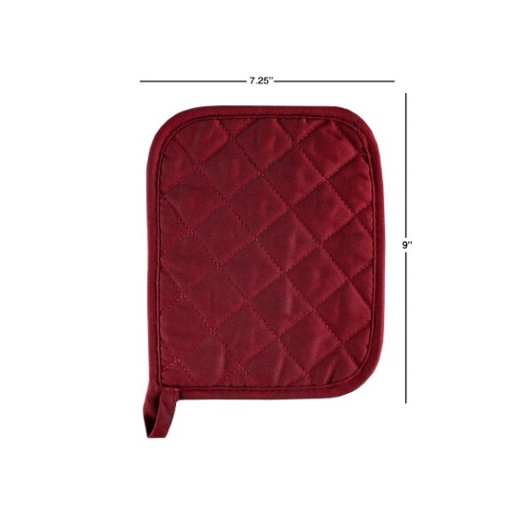 Hastings Home Pot Holder Set With Silicone Grip, Quilted And Heat Resistant (Set of 2) By Hastings Home (Burgundy) - 312756QPS