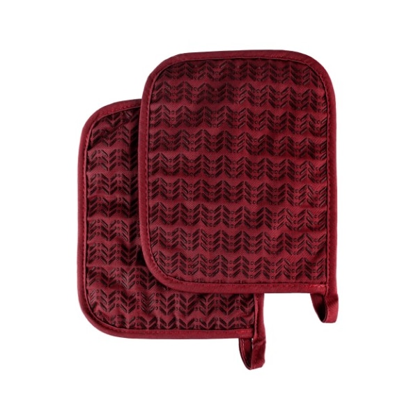 Hastings Home Pot Holder Set With Silicone Grip, Quilted And Heat Resistant (Set of 2) By Hastings Home (Burgundy) - 312756QPS