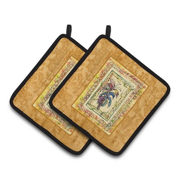 Carolines Treasures Palm Tree Pair of Pot Holders, 7.5 x 3 x 7.5 in. - 8615PTHD