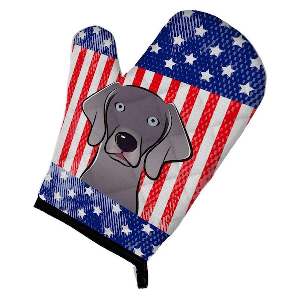 Carolines Treasures American Flag and Weimaraner Oven Mitt - BB2161OVMT