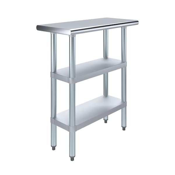 Amgood 14x30 Prep Table with Stainless Steel Top and 2 Shelves - AMG WT-1430-2SH