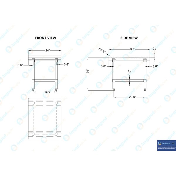 Amgood 30in x 24in Stainless Steel Equipment Stand - AMG ES-3024