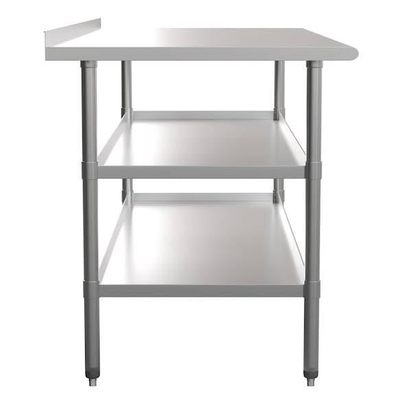 Flash Furniture 72 x 30 Stainless 2 Shelf Table with Backsplash - NH-WT-GU-3072BSP-GG
