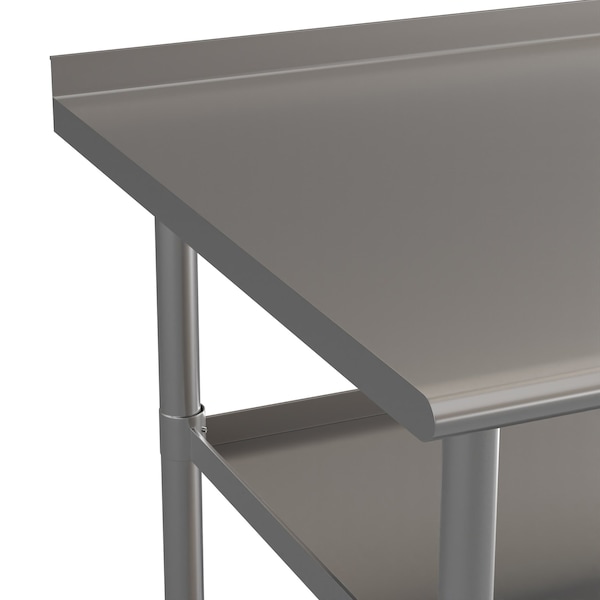 Flash Furniture 72 x 30 Stainless 2 Shelf Table with Backsplash - NH-WT-GU-3072BSP-GG